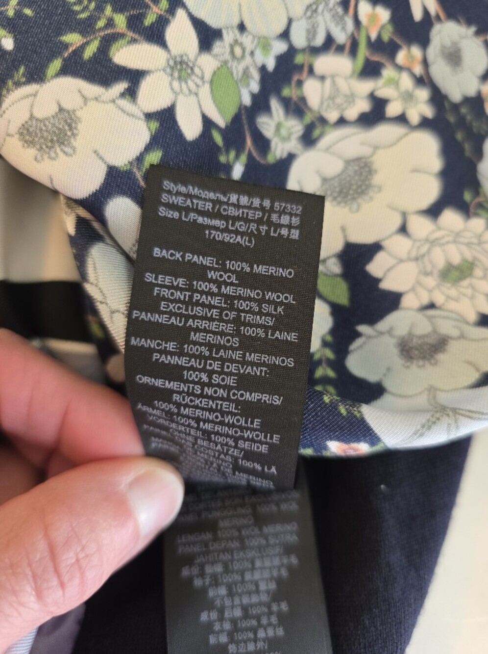 Tory Burch Silk & Wool Floral Mixed Print Top SZ Large - Picture 12 of 15